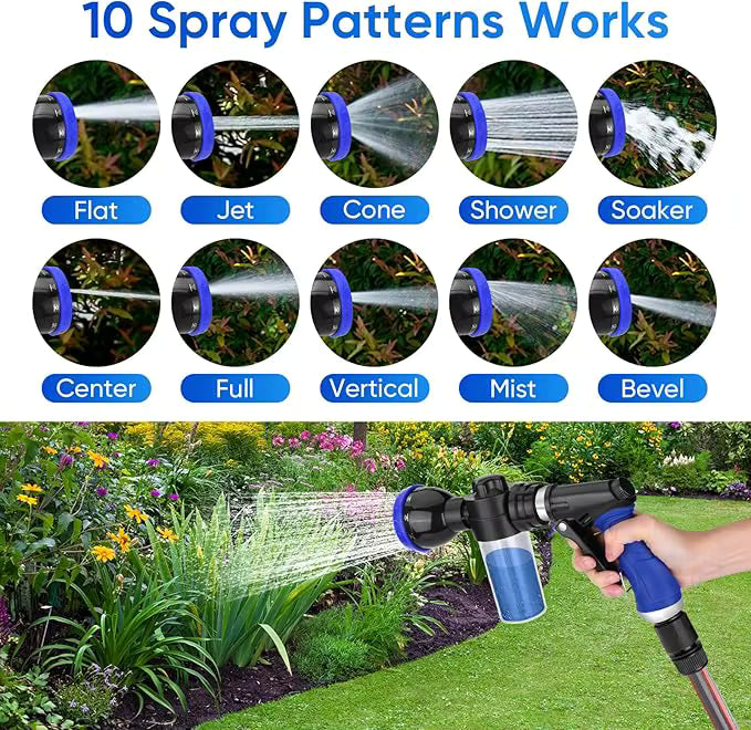 Pet Bathing Sprayer Kit Metal Multi-Function 10 Spray Patterns Adjustable Hose 4.8 Bars Foam Blaster 1/2"