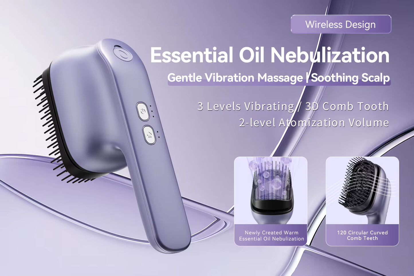 Cordless Rechargeable Household Hand-held Portable Electric Massage Essential Oil Comb Hair Shampoo Brush Scalp Head Massage