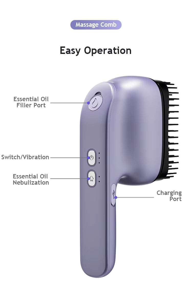 Cordless Rechargeable Household Hand-held Portable Electric Massage Essential Oil Comb Hair Shampoo Brush Scalp Head Massage