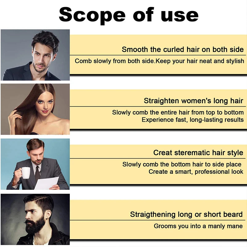 Multifunctional Quick Hair Beard Straightener Men's Hair Straightening Flat Iron Heated Hair Comb Electric Men Hair Beard Styler